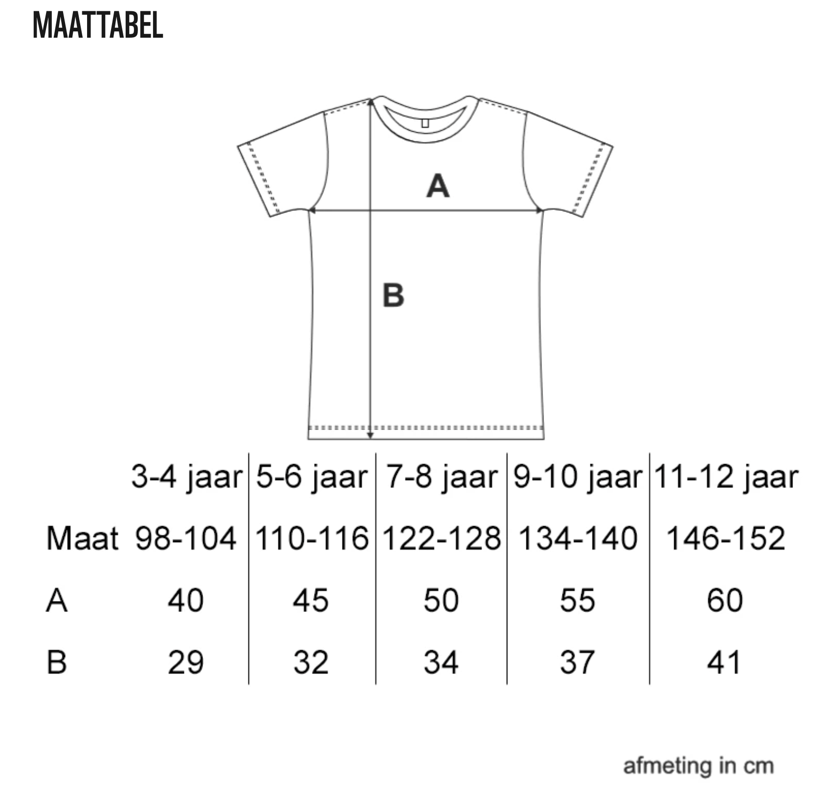 maattabel kinderen