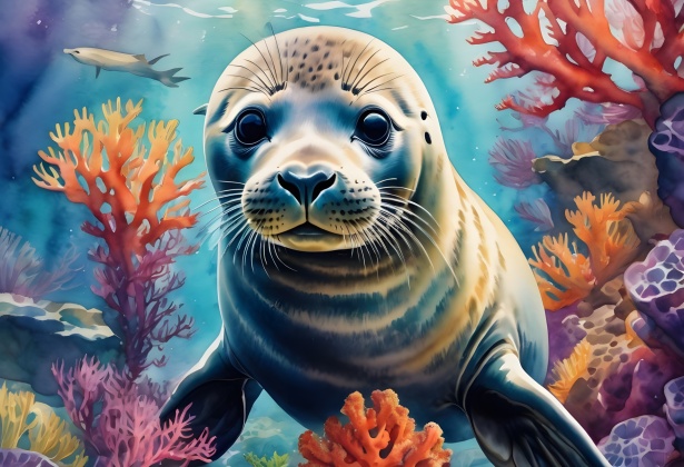 Red zeehonden en koraal