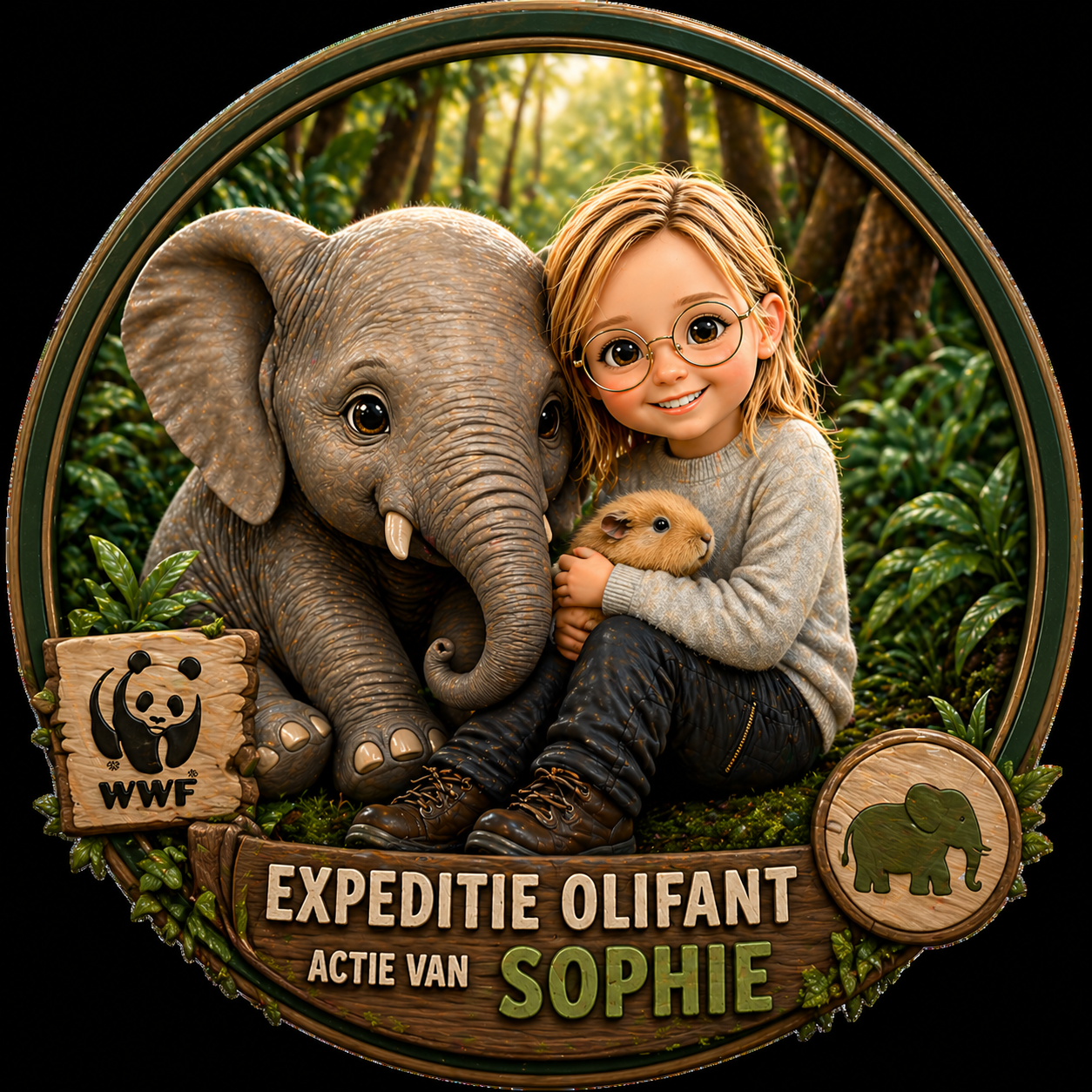 Sophie voor de olifant