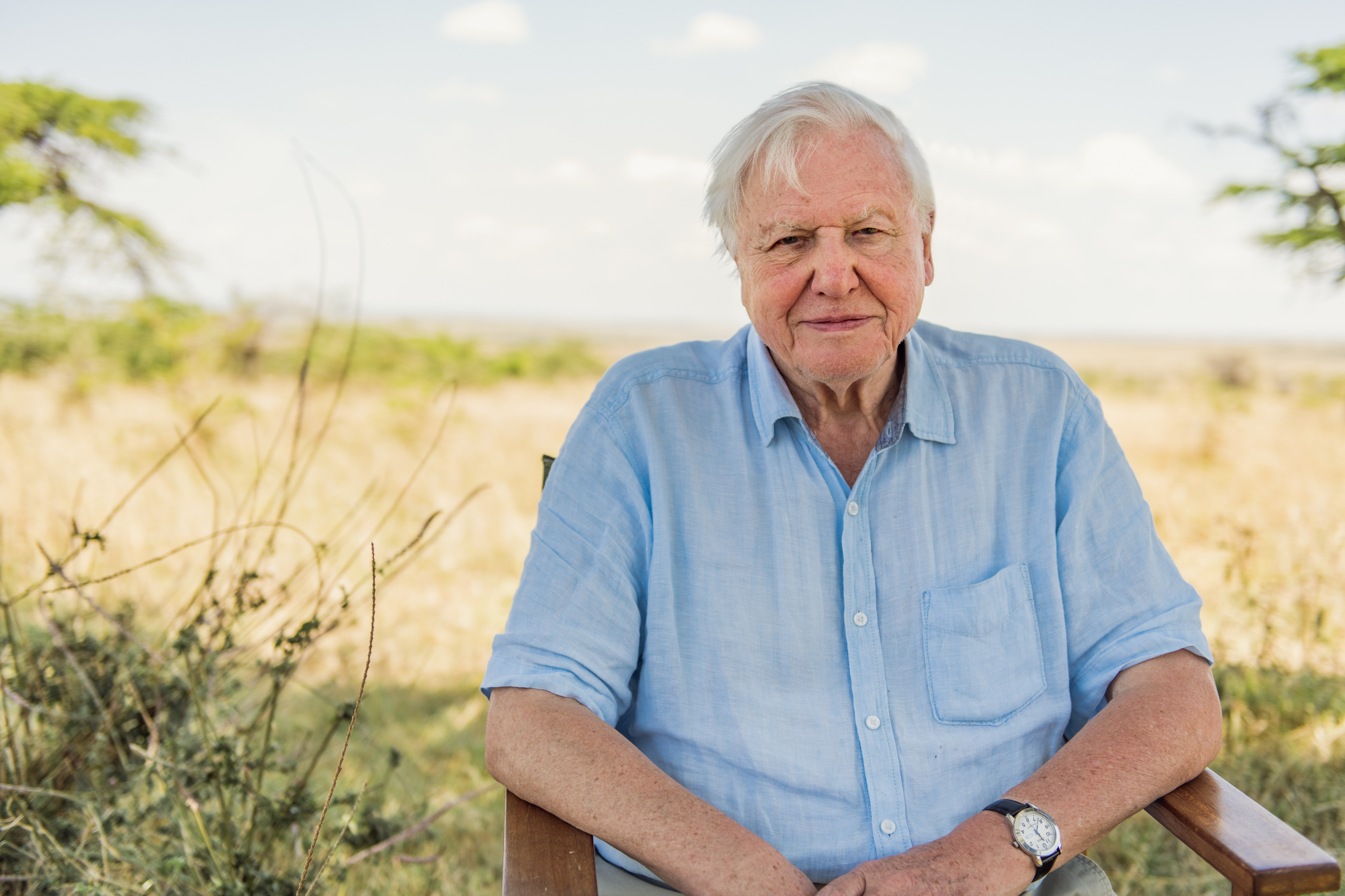 Sir David Attenborough in de Maasai Mara, Kenya